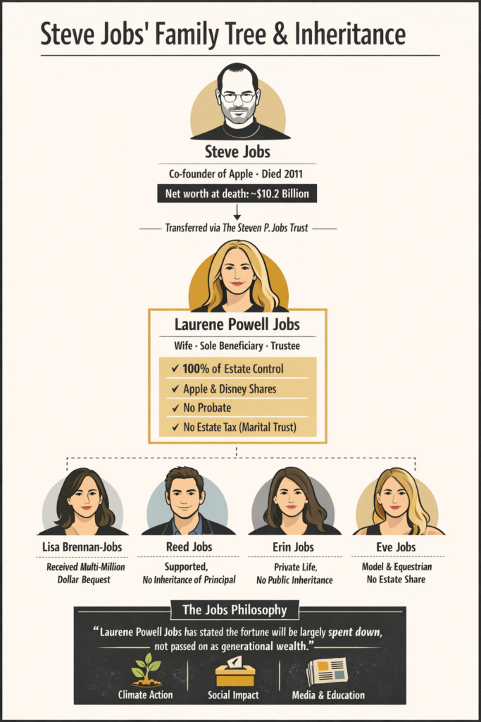 Steve Jobs’ $10B Fortune: Why His Widow Is Giving It Away 2 jobs family tree inheritance
